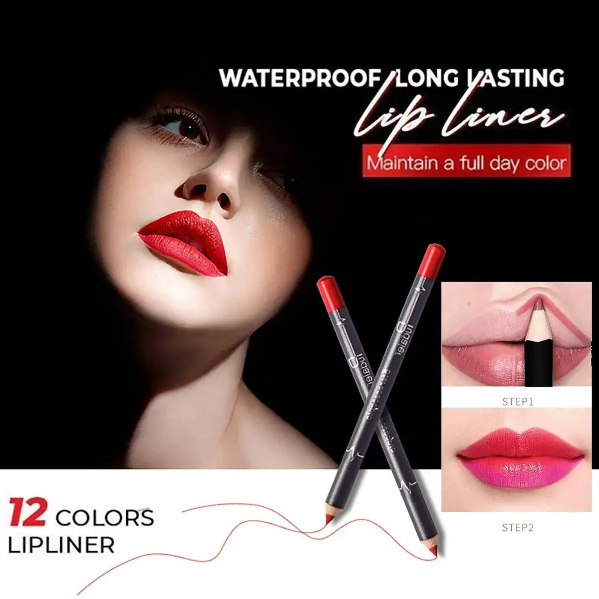 12 Lip Liner Pencil Waterproof